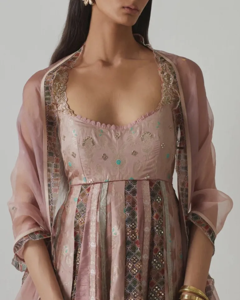 Mauve Embellished Anarkali Set