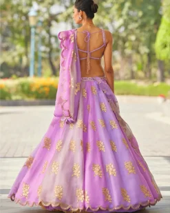 Mauve Multicolor Flower Lehenga Set
