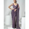 Mauve Net Cutdana Sari Set