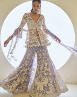 Mauve Pearl Sharara Set