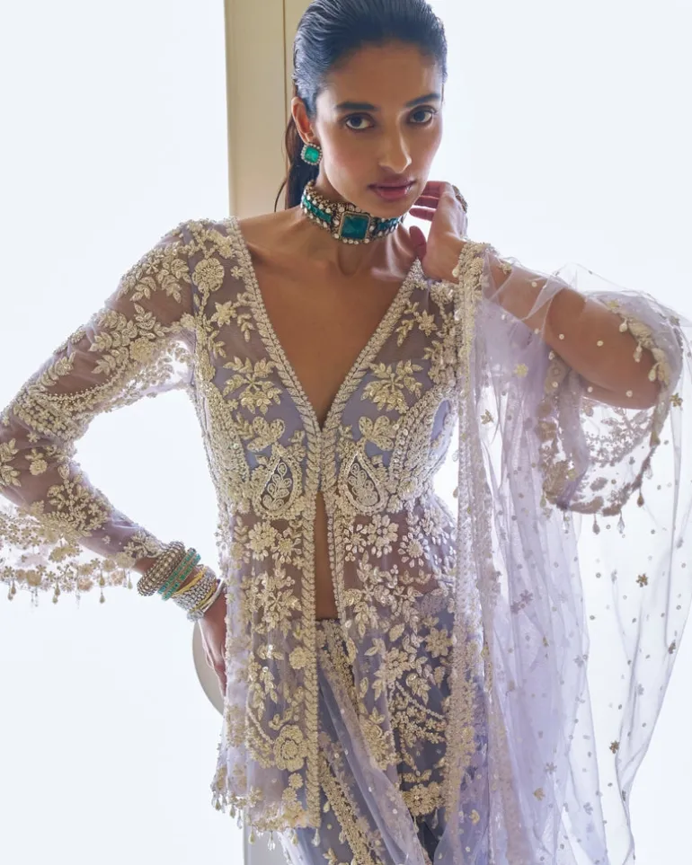 Mauve Pearl Sharara Set