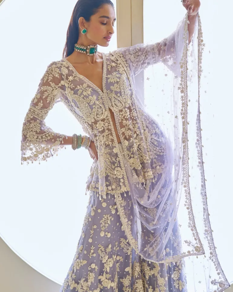 Mauve Pearl Sharara Set