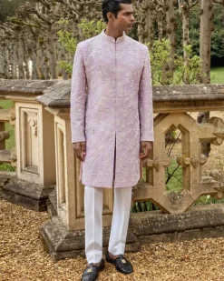 Mauve Pearl Short Sherwani Set