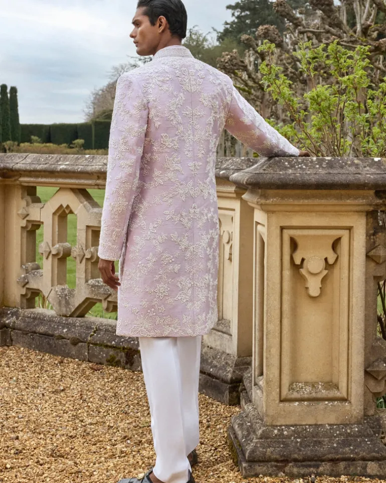Mauve Pearl Short Sherwani Set