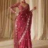 Mellow Wine Mirror Scallop Sari Set
