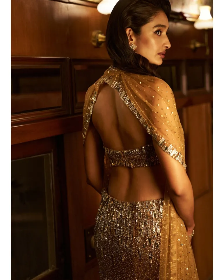 Mermaid Crystal Gold Skirt Set
