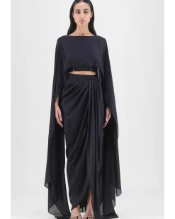Metallic Fluid Cape And Skirt Set