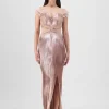 Metallic Micro Pleated Serrated Gown
