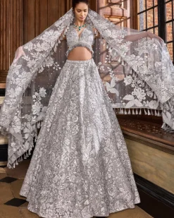 Metallic Silver Lehenga Set