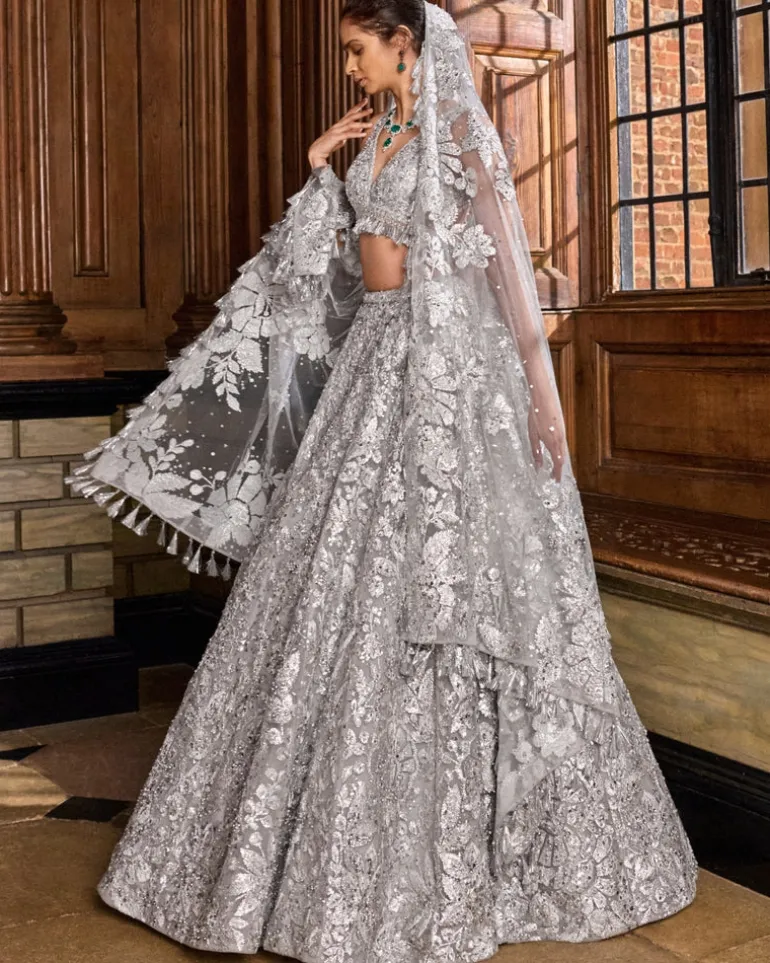 Metallic Silver Lehenga Set