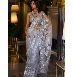 Metallic Silver Sari