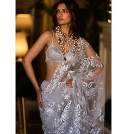 Metallic Silver Sari