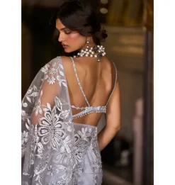 Metallic Silver Sari