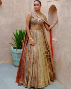 Metallic Tissue Lehenga Set