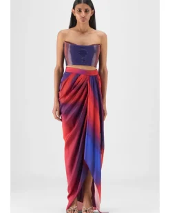 Metallic Watercolor Bustier With Skirt Set