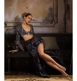 Midnight Blossom Skirt Set