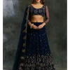 Midnight Blue Net Sequin Shimmer Lehenga