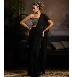 Midnight Glow Sari Set