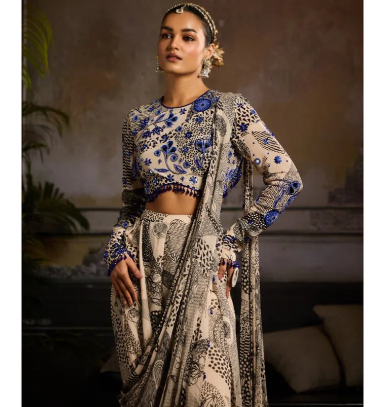 Midnight Mirage Pant Sari Set