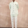 Mint Green Chanderi Silk Edge Cut Kurta Shirt Set