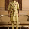 Mint Green Cosmic Floral Embroidered Kurta With Mint Green Pants