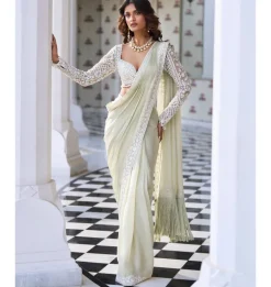 Mint Green Draped Dori Sari