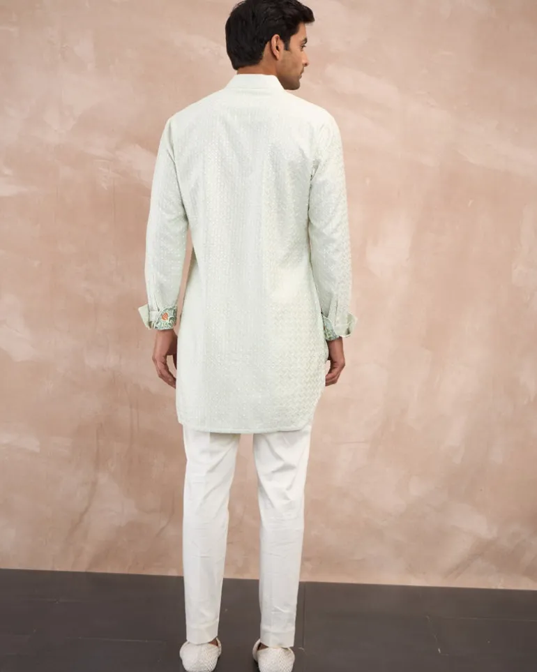 Mint Green Inara Motif Foe & Sb Kurta Set