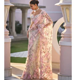 Mint Green Multi-Coloured Floral Sari