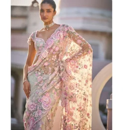 Mint Green Multi-Coloured Floral Sari