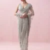 Mint Green Organza Border and Threadwork Blouse Tulle Sari