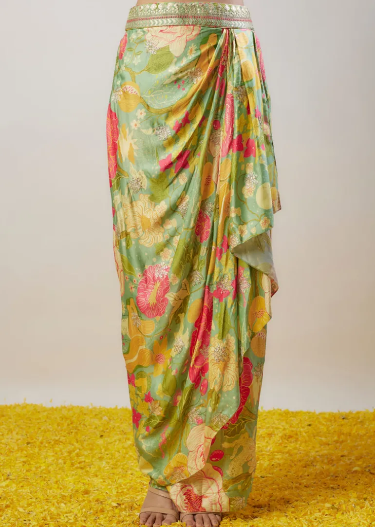 Mint Green Saisha Drape Skirt Set