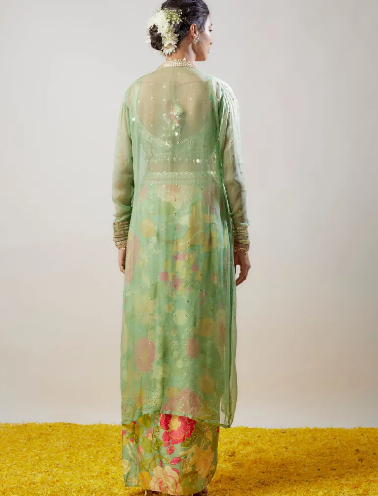 Mint Green Saisha Drape Skirt Set