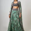 Mint Kaftan Printed & Embroidered Kaftan With Lehenga Set