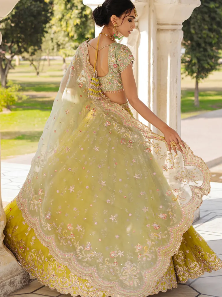 Mint Khaddi Silk Lehenga Set