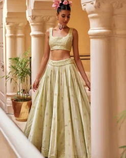 Mint Lehenga Paired With Blouse & Dupatta