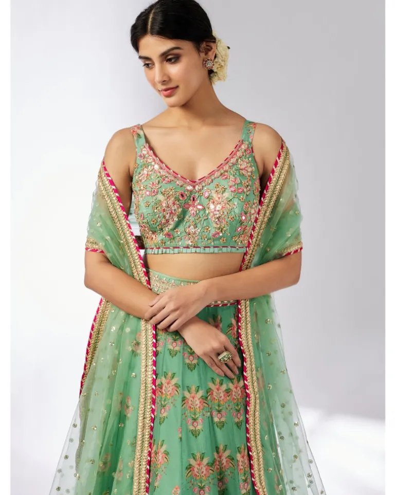 Mint Malini Lehenga Set