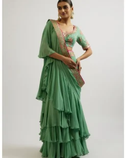 Mint Shefali Sari Set