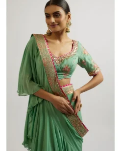 Mint Shefali Sari Set