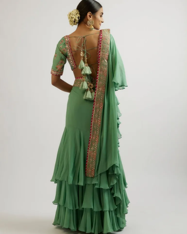 Mint Shefali Sari Set