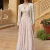 Mirror Embroidered Jacket With Tissue Skirt Set