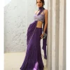 Moon Purple Pre-Drape Sari Set
