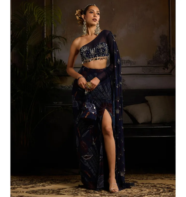 Moonlit Navy Skirt Set