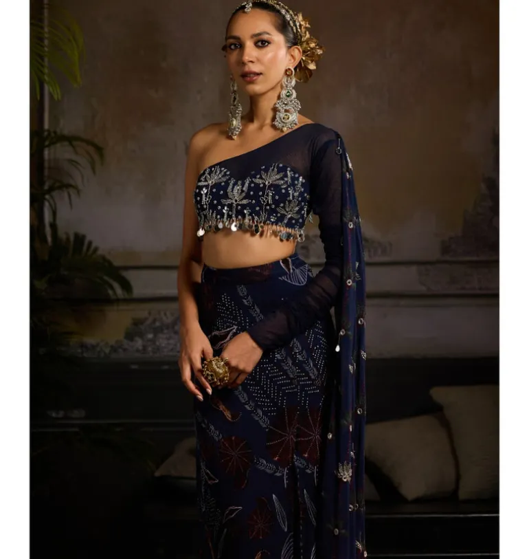 Moonlit Navy Skirt Set