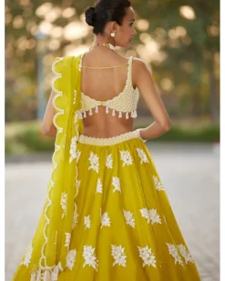 Moss Green Flower Lehenga Set