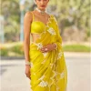 Moss Green Flower Sari Set