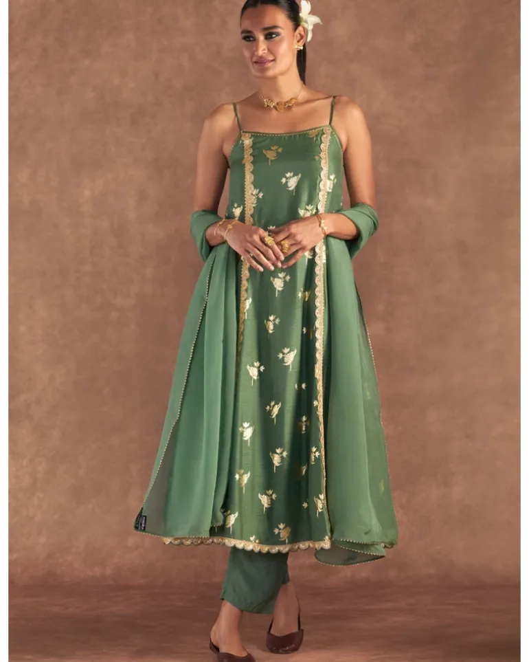 Moss Green Irisbud Anarkali Set