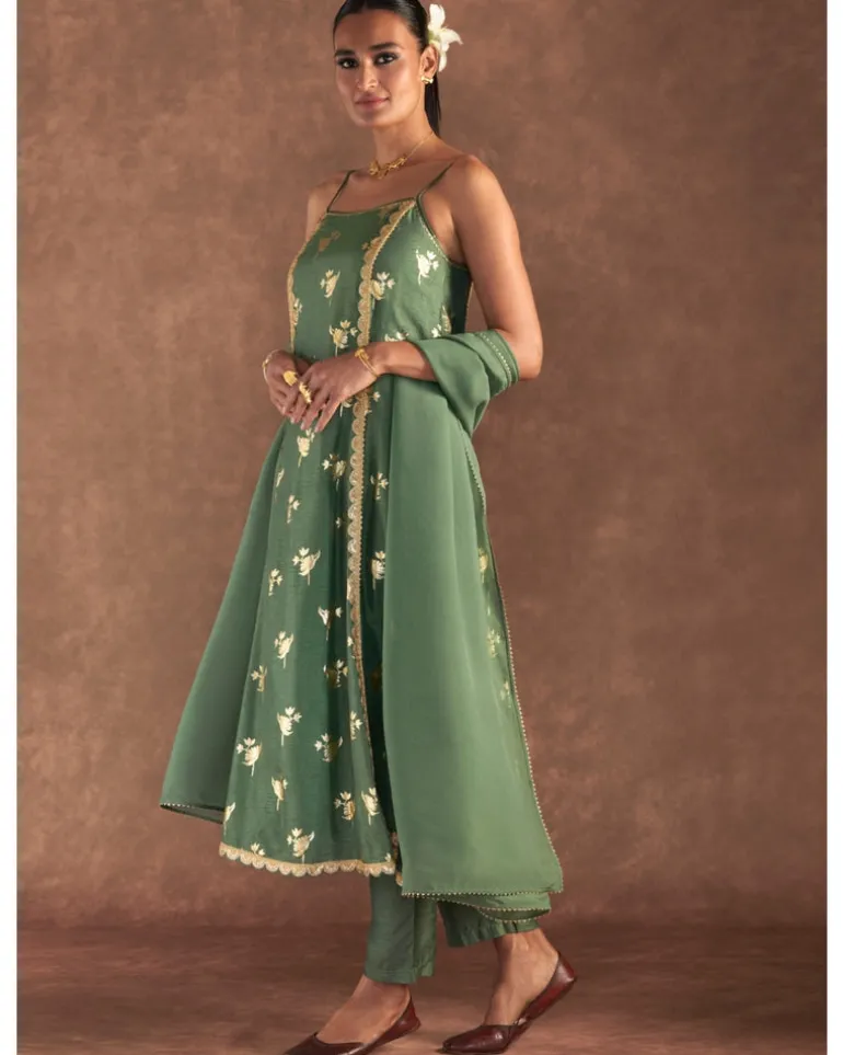 Moss Green Irisbud Anarkali Set