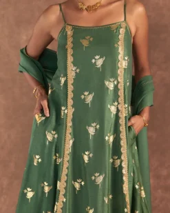 Moss Green Irisbud Anarkali Set