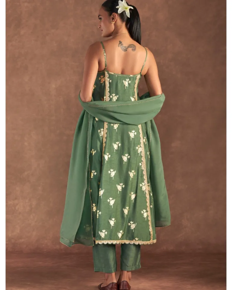 Moss Green Irisbud Anarkali Set