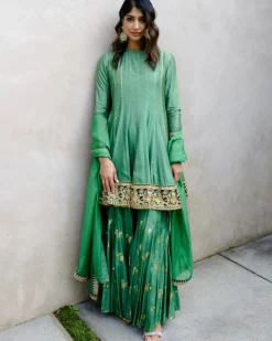 Moss Green Irisbud Sharara Set